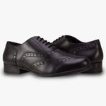 Bella Black Leather Lace Up Brogue School Shoes