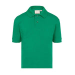 Emerald short-sleeve school polo shirt with 2 button collar
