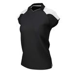 front side view of iGen Female Sports Polo Black/White