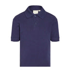 Short-sleeve navy school polo shirt for children with 2 button collar