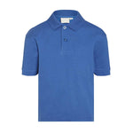 Royal blue polo shirt for school children with 2 button collar