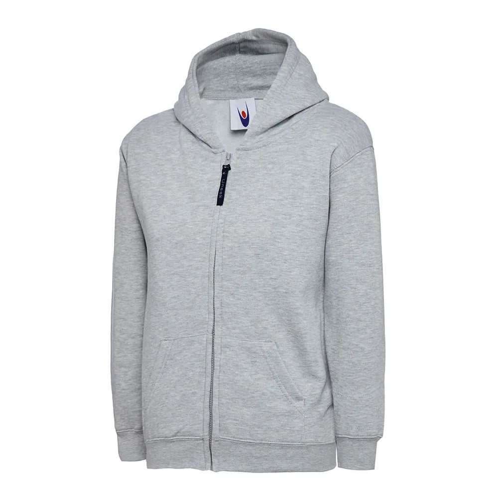 heather grey School Uniform Full Zip Hooded Sweatshirt