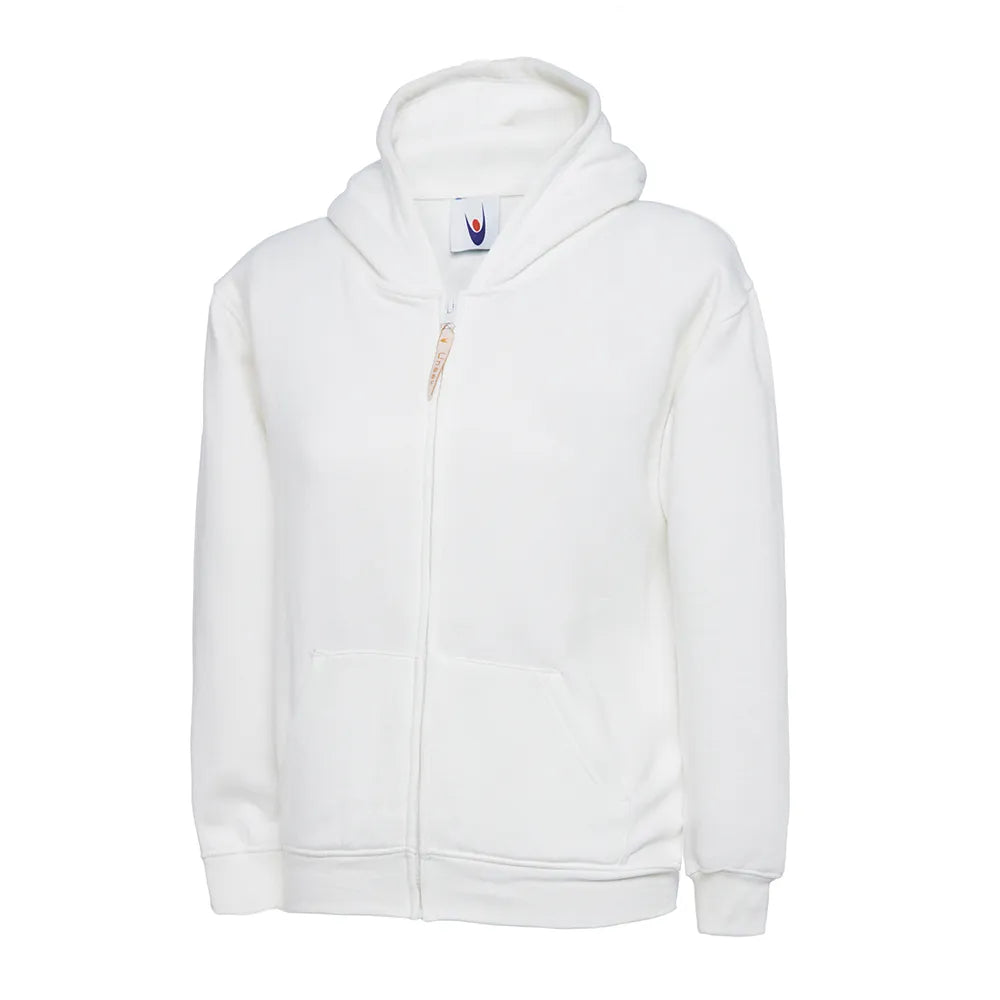 white School Uniform Full Zip Hooded Sweatshirt