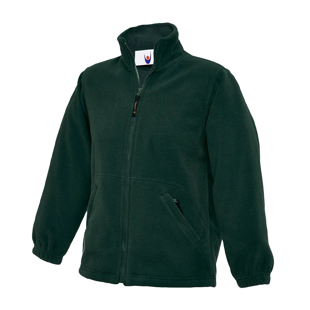 bottle green School Uniform Full Zip Fleece Jacket