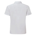 Back view of the David Luke Schoolwear Girls Eco Short Sleeve Revere Collar School Blouse (White).