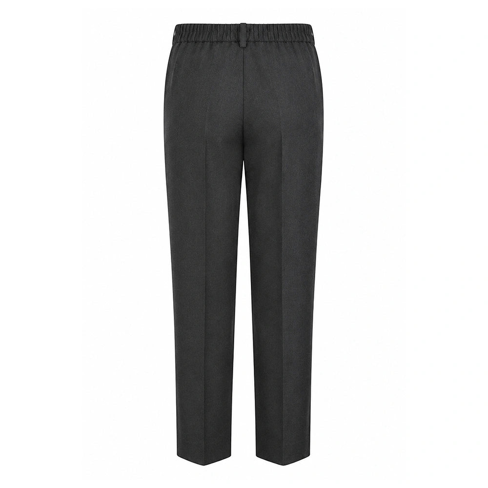 Rear view of The Regular Fit Elastic Back Senior Boy’s Trousers DL943 in Black.