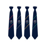4 school ties in red , grey, yellow and green stripes for Year 11 students