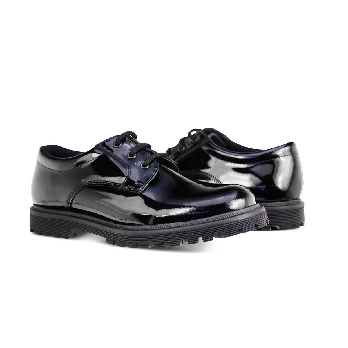 Bailey Black Patent Lace Up School Shoes