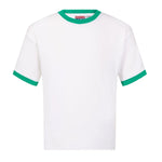 David Luke Contrast Trimmed PE T-Shirt in White/Emerald Trim.