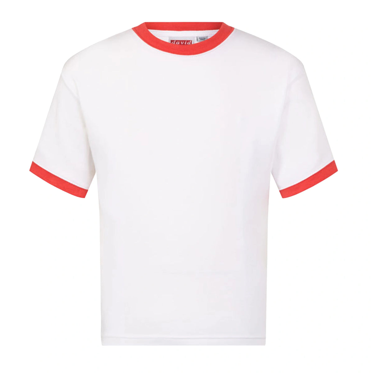 David Luke Contrast Trimmed PE T-Shirt in White/Red Trim.