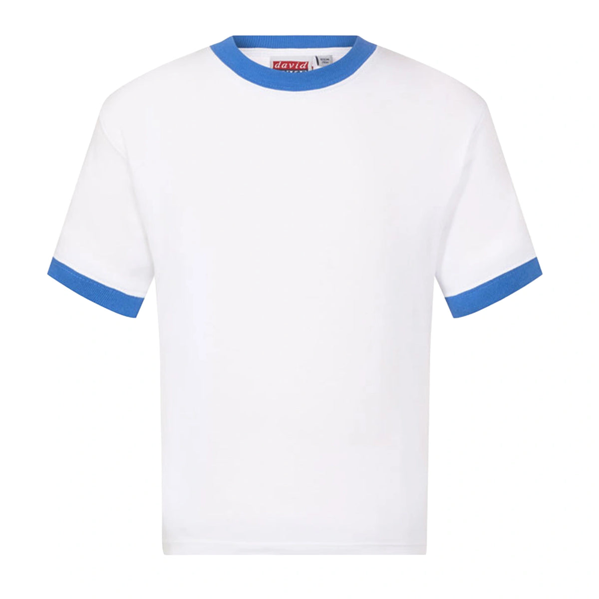 David Luke Contrast Trimmed PE T-Shirt in White/Royal Trim.