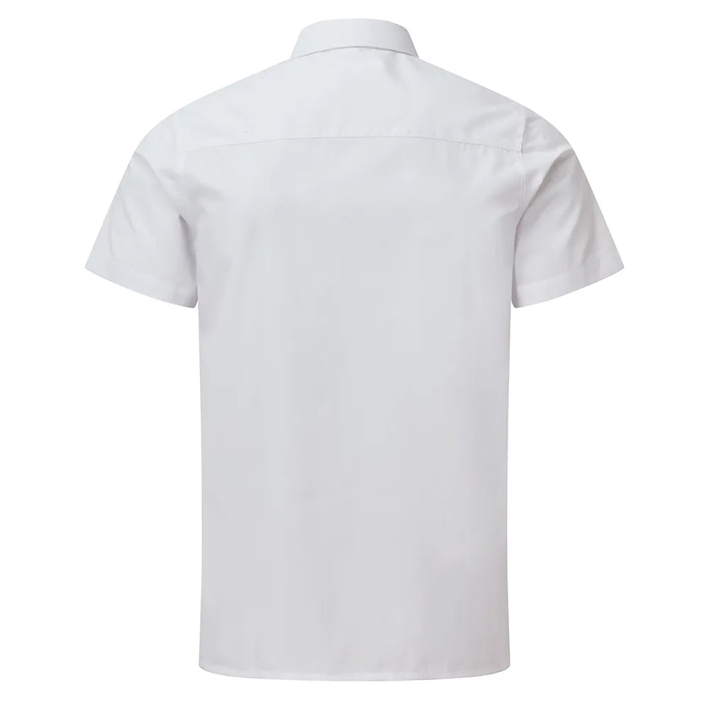 back view of boys school shirt in white