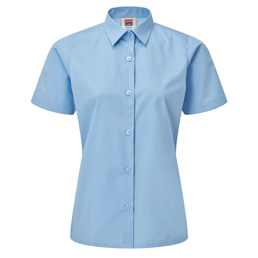 Light blue short-sleeve shirt on a white background