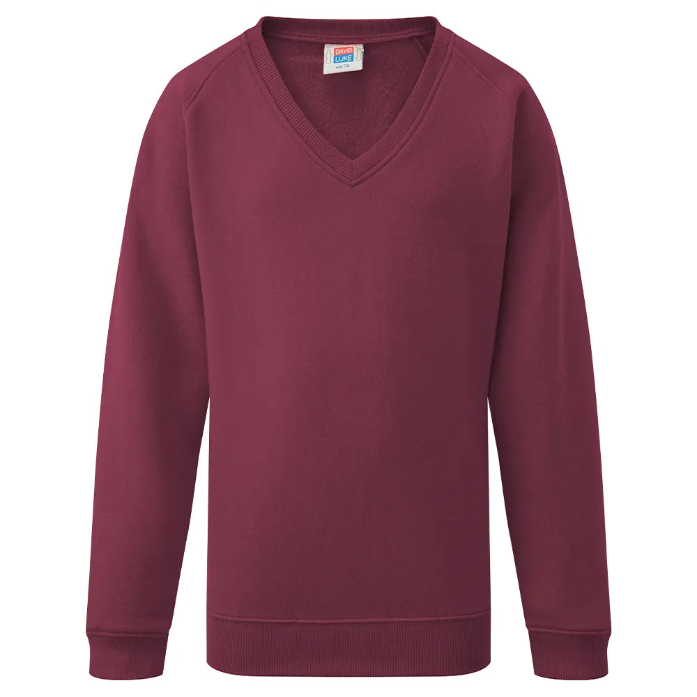 maroon Junior Unisex V Neck School Jumper