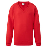 red Junior Unisex V Neck School Jumper