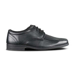 side view of Edward Black Leather Pointed Toe Lace Up School Shoe