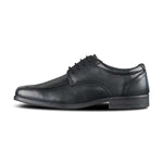 inner side view of Edward Black Leather Pointed Toe Lace Up School Shoe