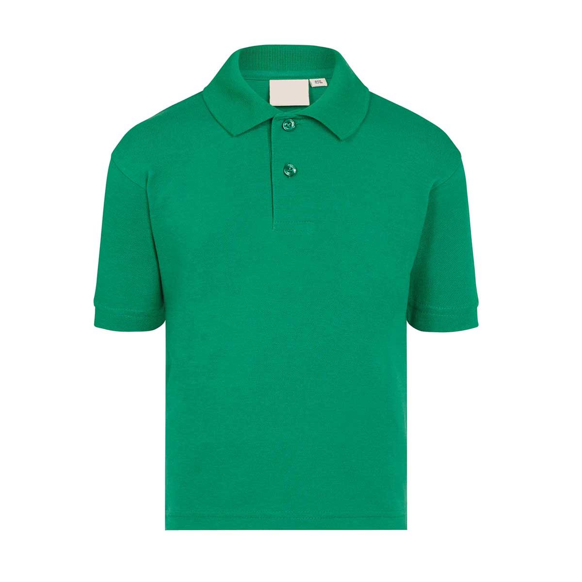 Emerald short-sleeve school polo shirt with 2 button collar