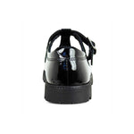 back view of Emily Black Patent Leather Buckle T Bar School Shoe
