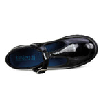 top view of Emily Black Patent Leather Buckle T Bar School Shoe