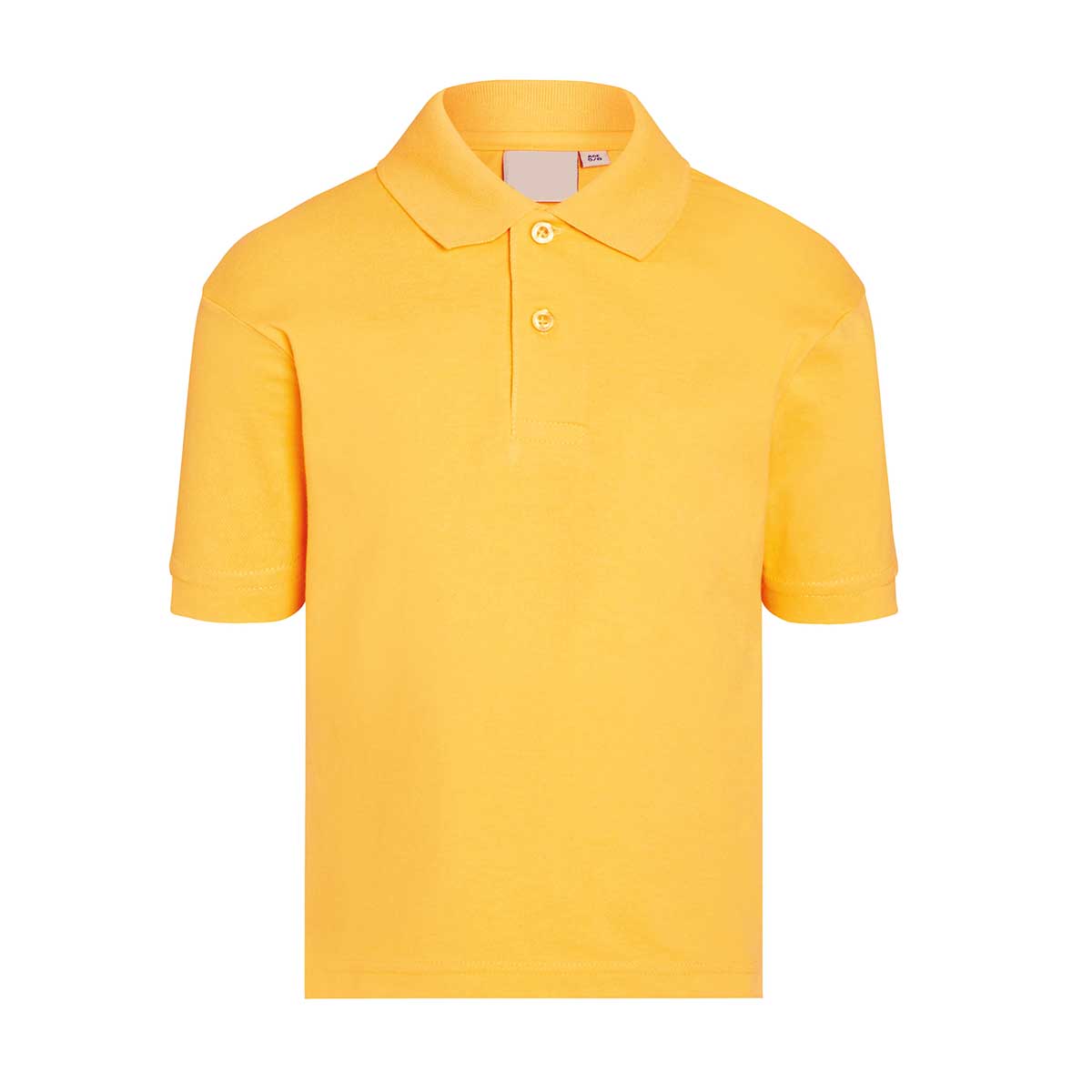 Gold school polo shirt with two button collar