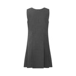 Girl's grey pinafore dress by DL. This is a view of the back.