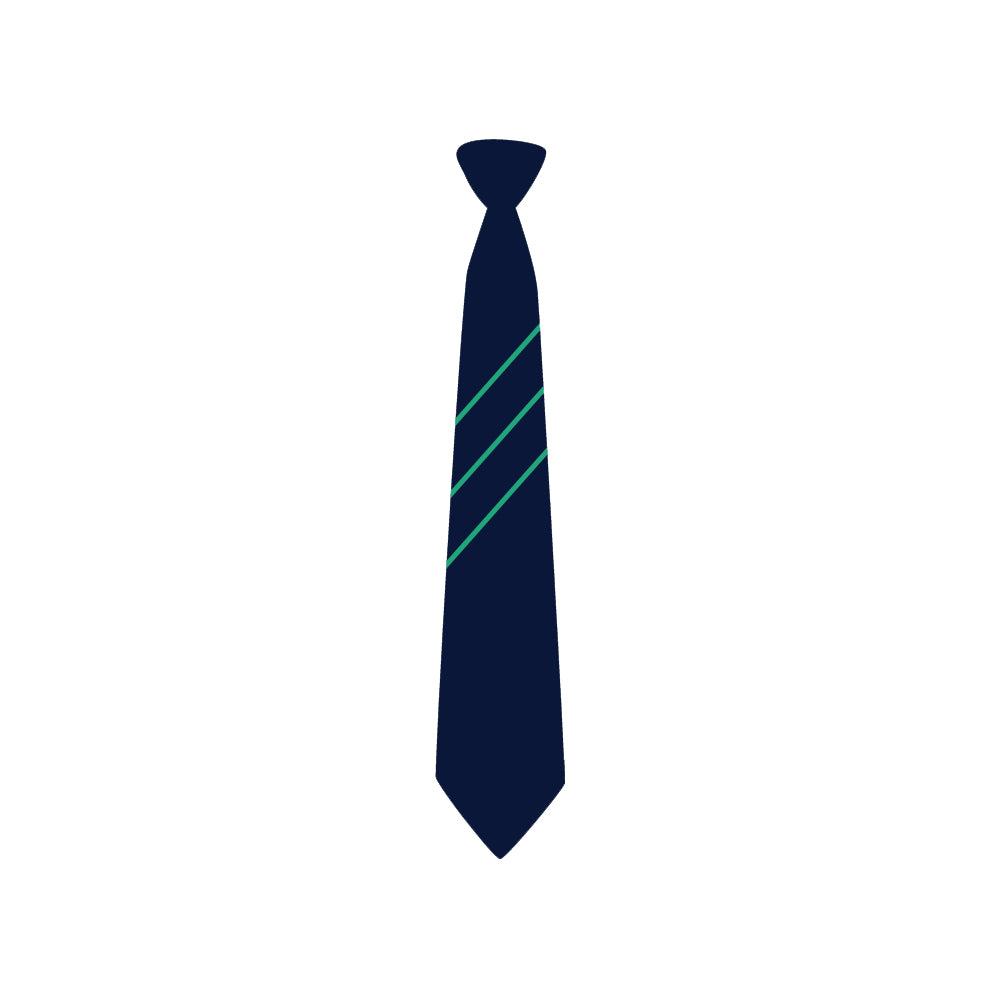 Hartford Church of England High School Tie in navy blue, with 3 green stripes