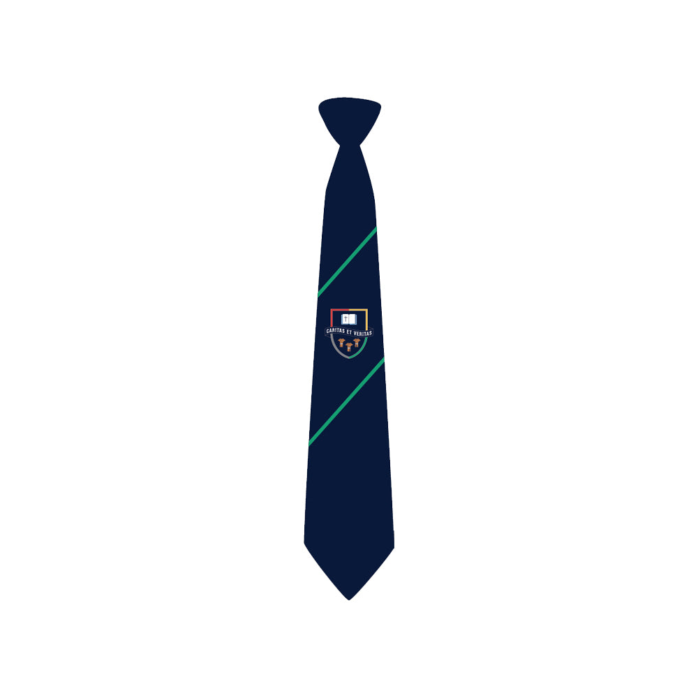 Navy Hartford Church of England High School Tie with 2 green stripes