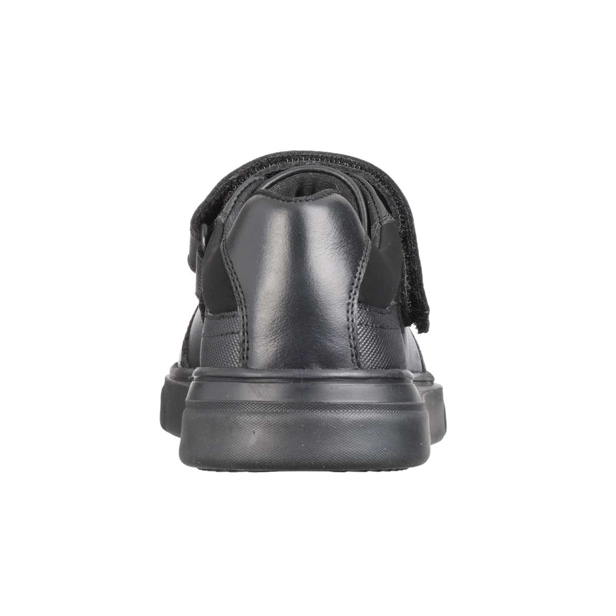 back view of Hugo Black Leather Athletic Touch Tape Lace up School Shoe