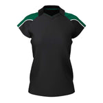 front view of iGen Female Sports Polo Black/Bottle