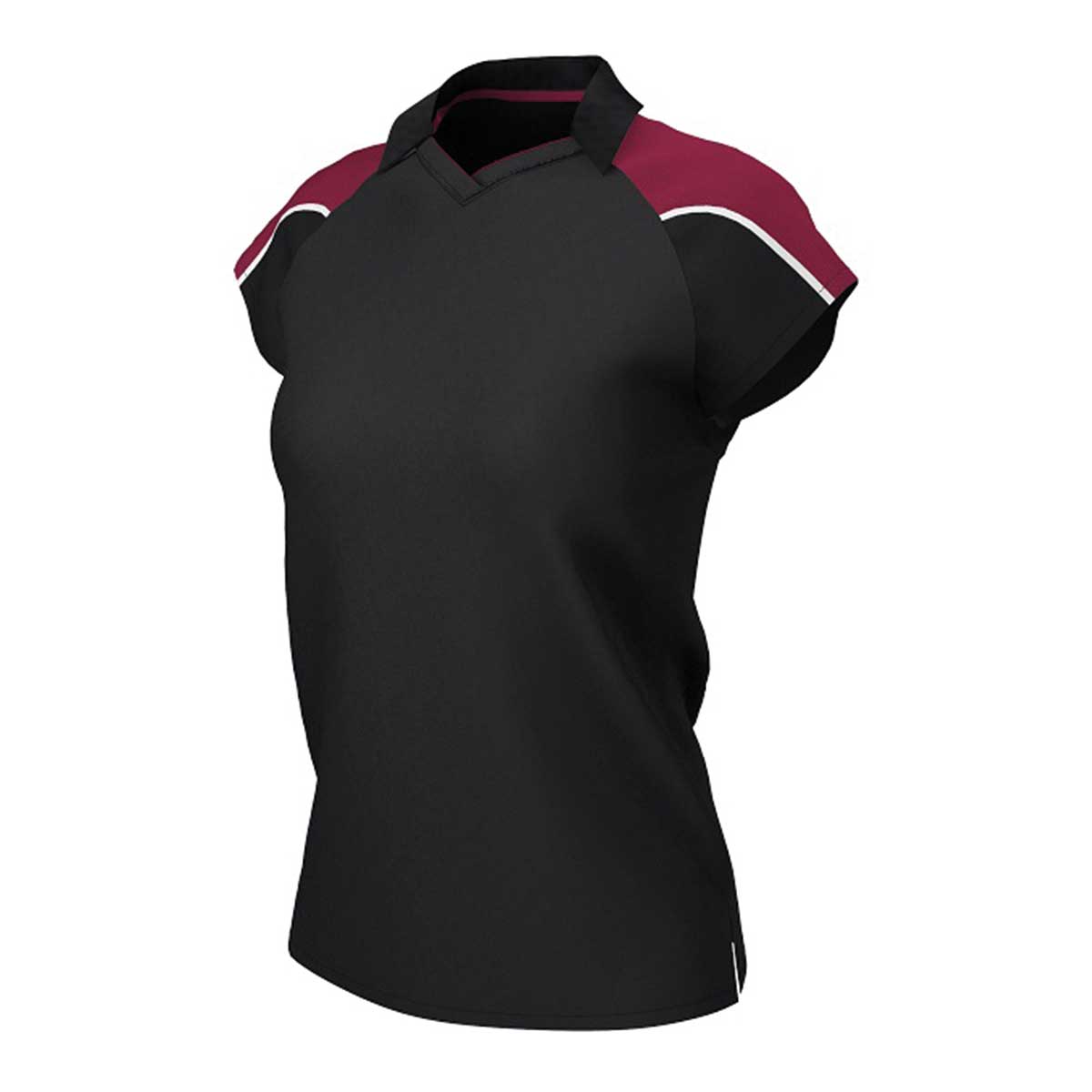 iGen Female Sports Polo Black/Maroon