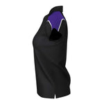 side view of iGen Female Sports Polo Black/Purple