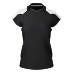 front view of iGen Female Sports Polo Black/White