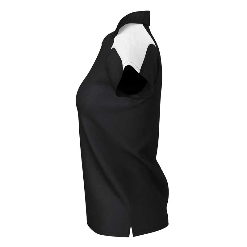 side view of iGen Female Sports Polo Black/White