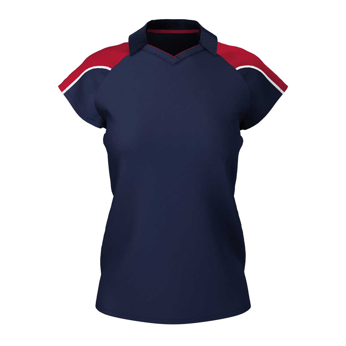 front view of iGen Female Sports Polo Navy/Red