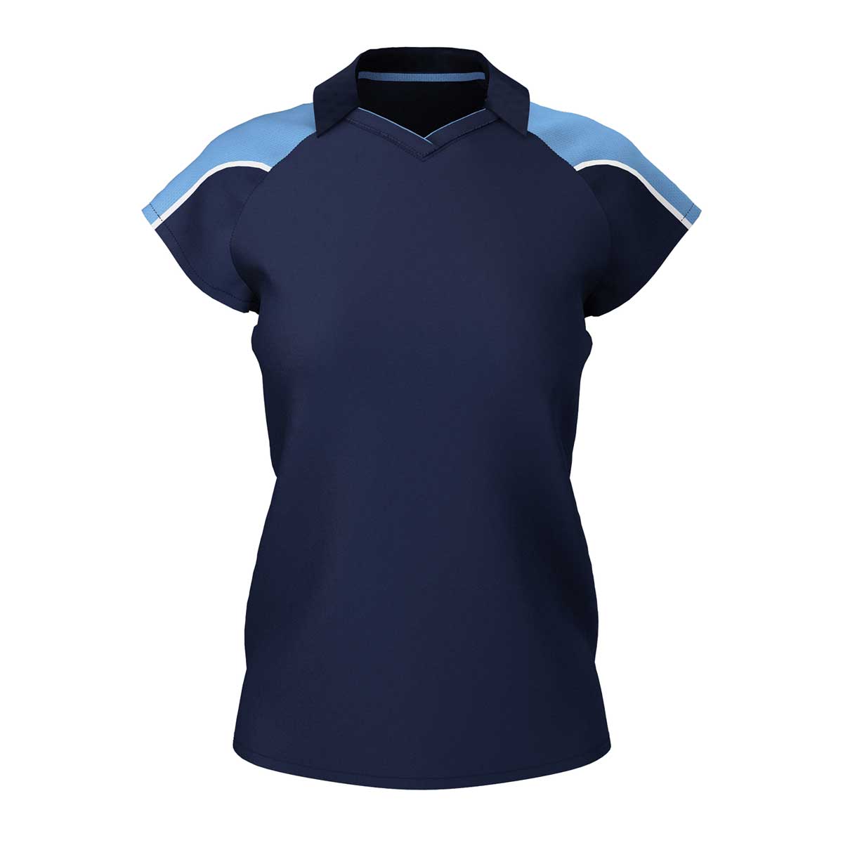 front view of iGen Female Sports Polo Navy/Sky