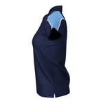 side view of iGen Female Sports Polo Navy/Sky