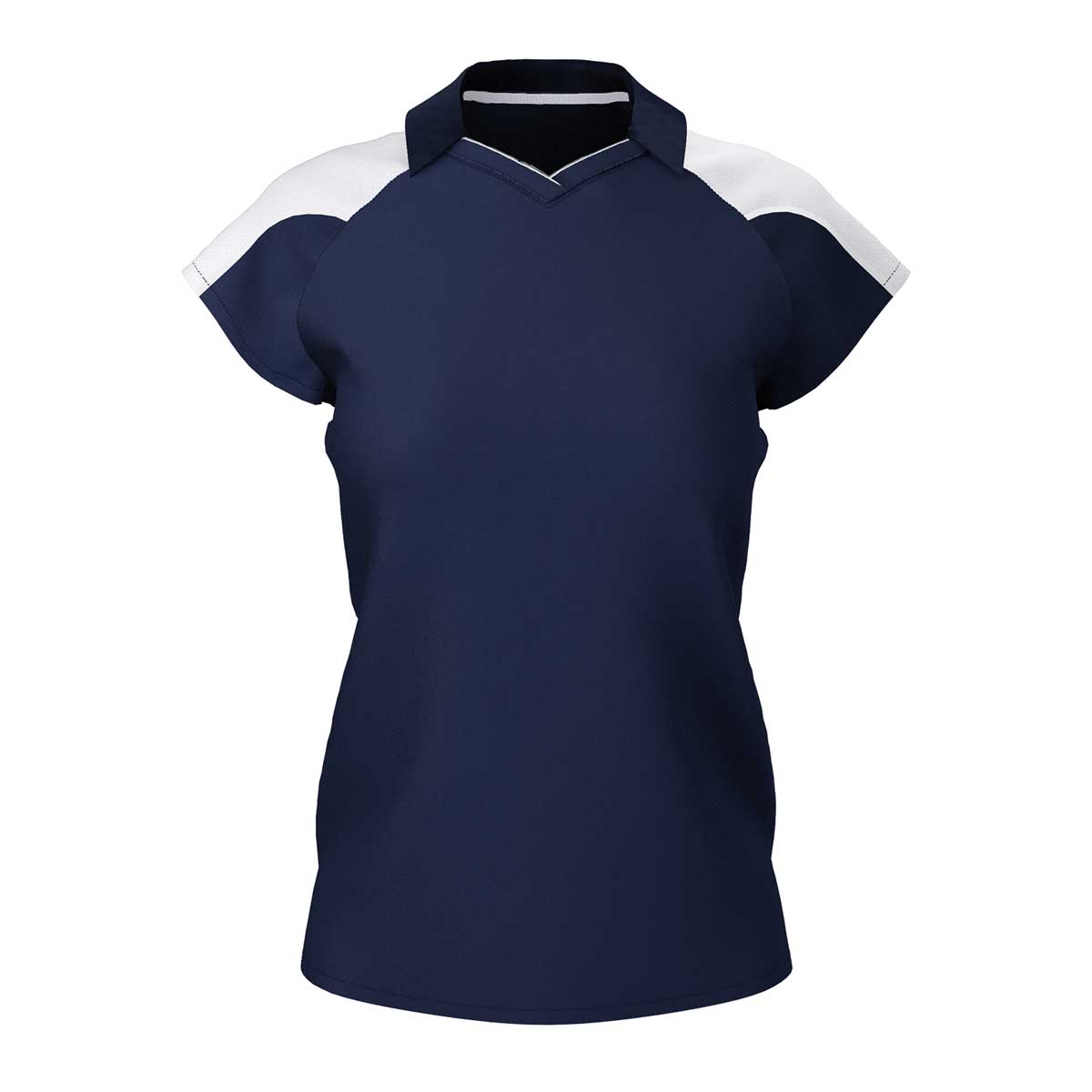 front view of iGen Female Sports Polo Navy/White