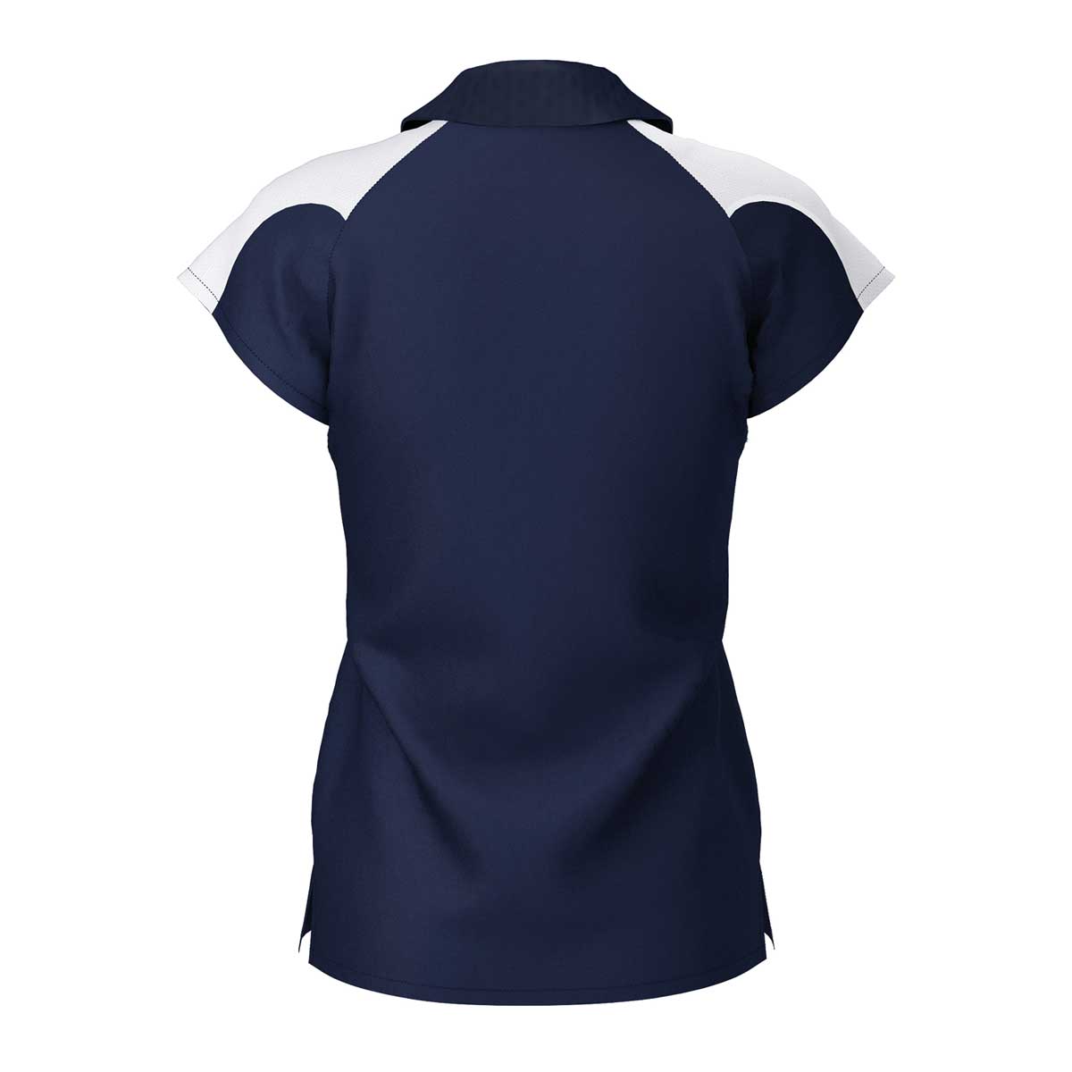 back view of iGen Female Sports Polo Navy/White