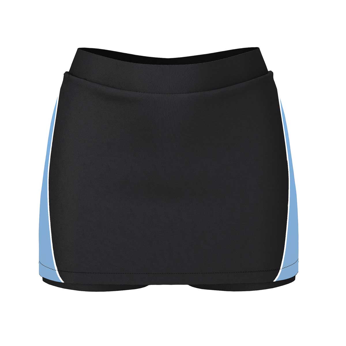 front view of iGen Female Sports Skorts Black/Sky 