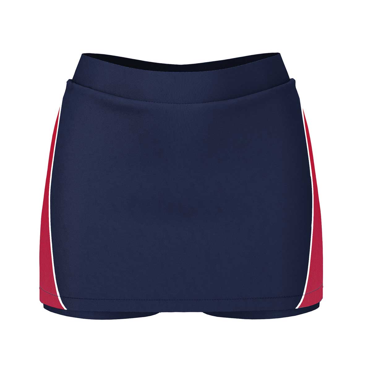 front view of iGen Female Sports Skorts Navy/Red