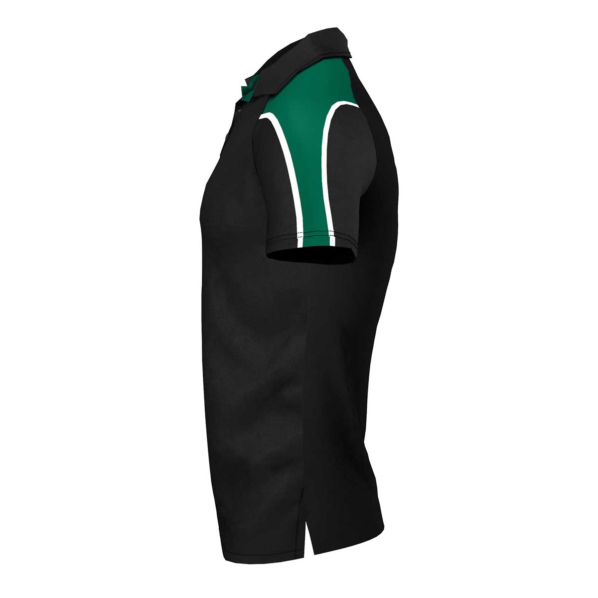 side view of iGen Unisex Sports Polo Black/Bottle