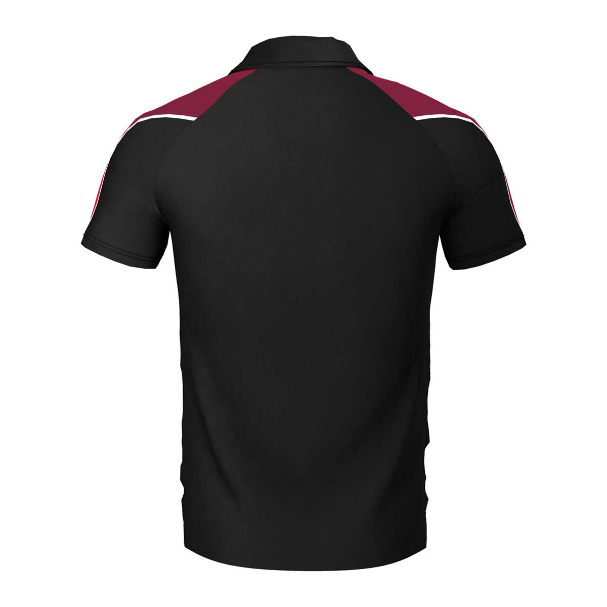 back view of iGen Unisex Sports Polo Black/Maroon