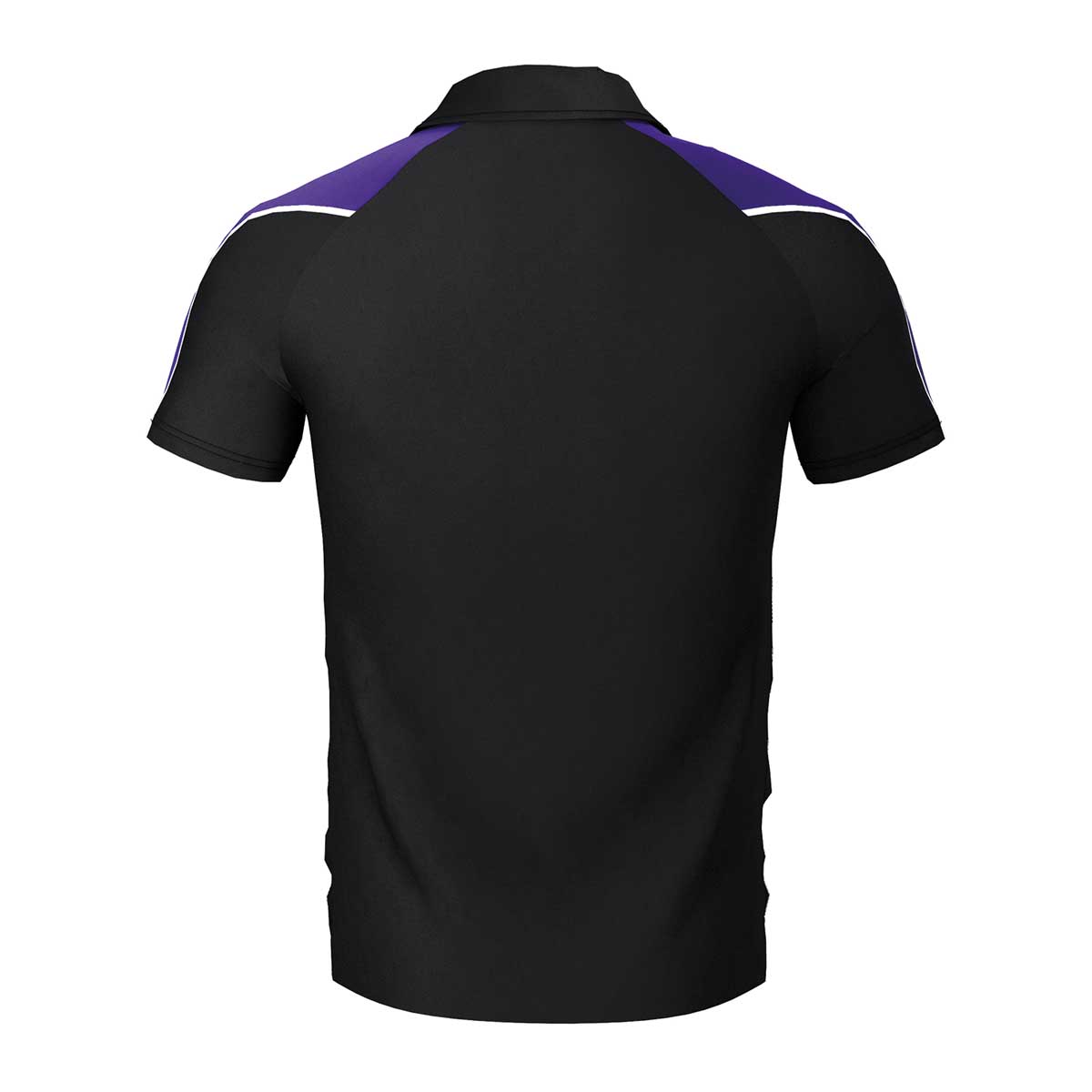 back view of iGen Unisex Sports Polo Black/Purple