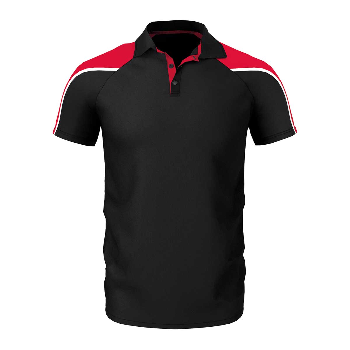 front view of iGen Unisex Sports Polo Black/Red
