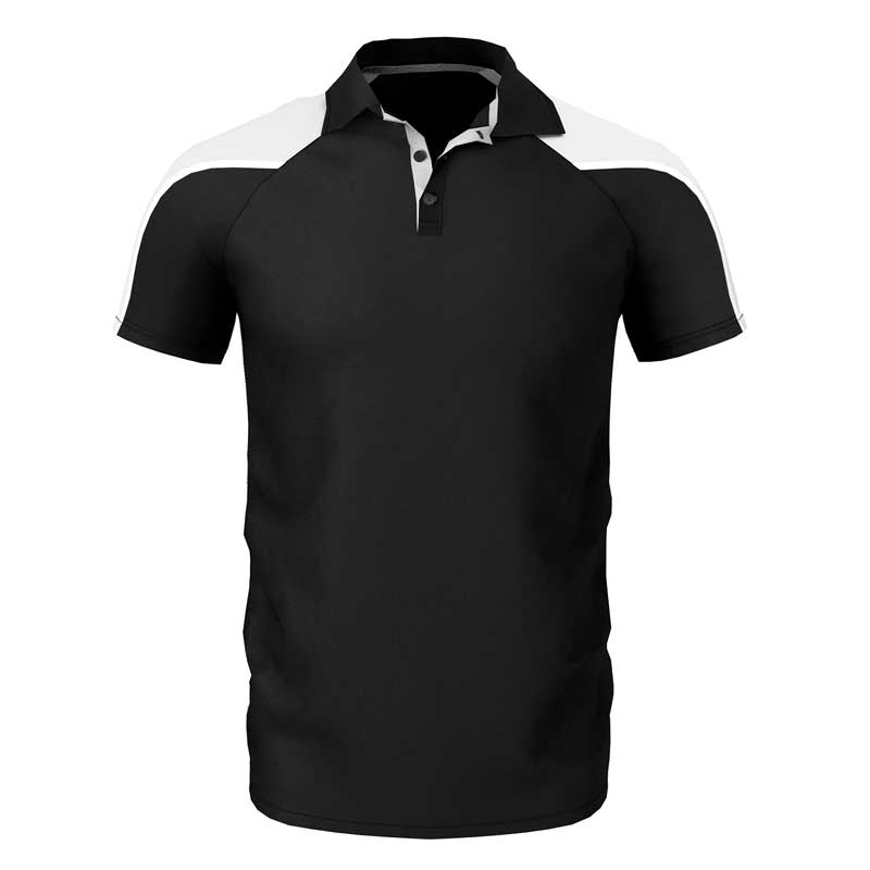 front view of iGen Unisex Sports Polo Black/White