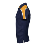 side view of iGen Unisex Sports Polo Navy/Amber