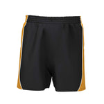 front view of iGen Unisex Sports Shorts Black/Amber