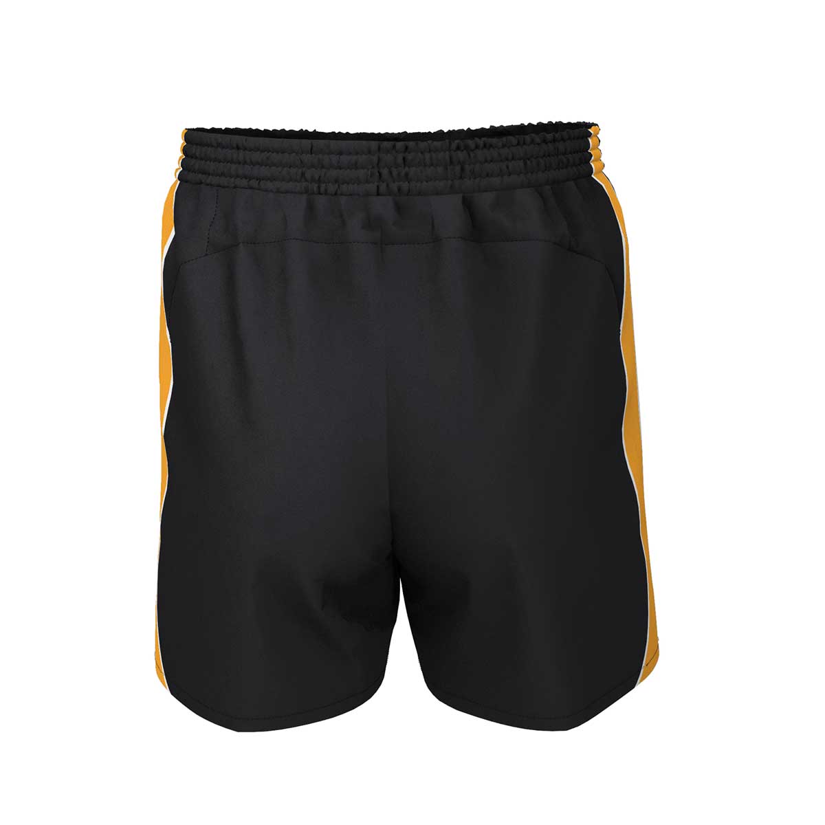 back view of iGen Unisex Sports Shorts Black/Amber