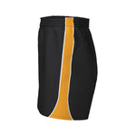 side view of iGen Unisex Sports Shorts Black/Amber